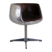 Vintage Design Echtleder Drehsessel Bobby Antik Schalensessel