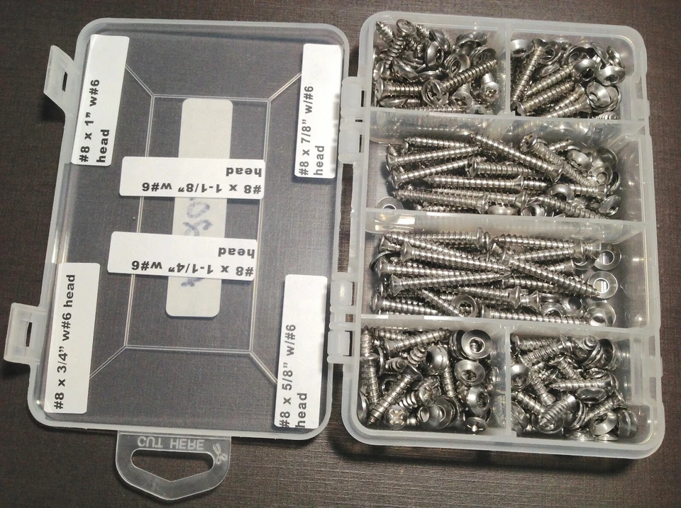 150 Ford #8 con #6 cabeza ovalada acero inoxidable molduras tornillos arandelas surtido 5/8 a 1-1/4 Foto 2 de 4
