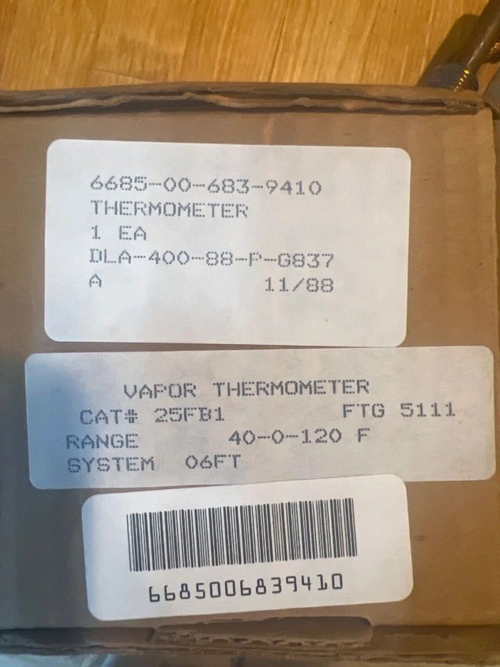 Termómetro accionado por vapor Weiss -40 a 120 °F capilar de cobre 25FB1-5111 ¡NUEVO! Foto 2 de 4