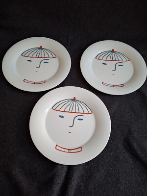 3 x Teller Rosenthal Designerin Kitty Kahane Mr. Chow 23 cm To Zustand Rarität!