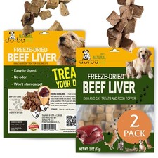 Freeze Dried Beef Liver Dog  Cat Treats Food Topper Single Ingredient 2-Pack 