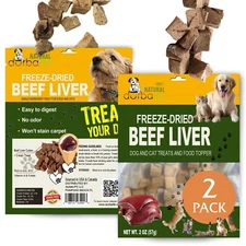 Freeze Dried Beef Liver Dog & Cat Treats Food Topper Single Ingredient (2-Pack)