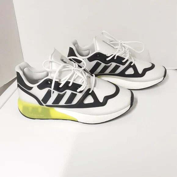 NWOB Adidas Mens ZX 2K Boost Futureshell Shoes White Acid Yellow