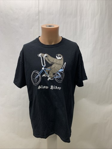 Riot Society Slow Rider Men’s XL Black short sleeve T Shirt Bike Sloth ...