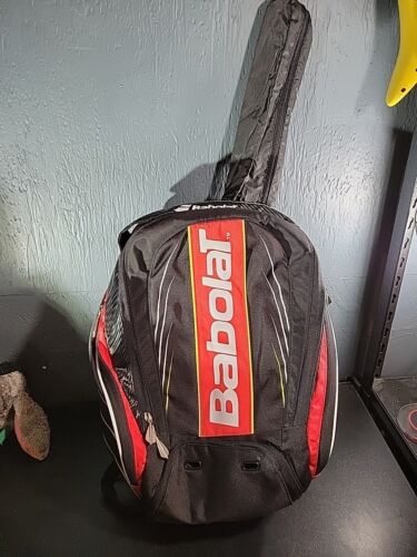 Babolat Aero Tennis Backpack Racquet Vented Shoe Compartment Black Yellow Red - Picture 1 of 8