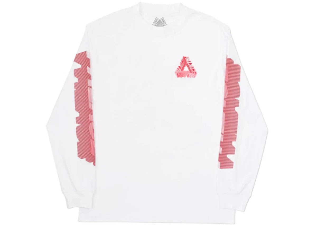 PALACE SKATEBOARDS P 3D LONG SLEEVE SHIRT LARGE L WHITE RED TRI