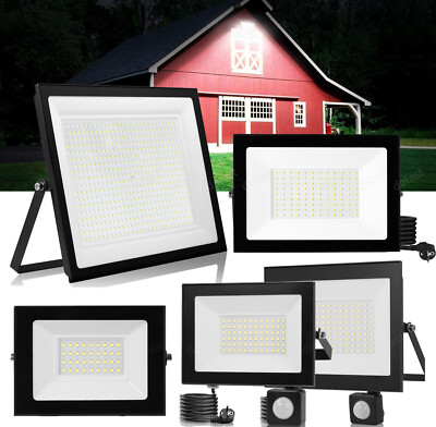 LED Fluter Außen Strahler mit Bewegungsmelder/Stecker 10W 30W 50W 100W 200W 500W