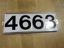 Vintage White Plastic Black House 4663 Numbers in Aluminum Frame Lange Ent r