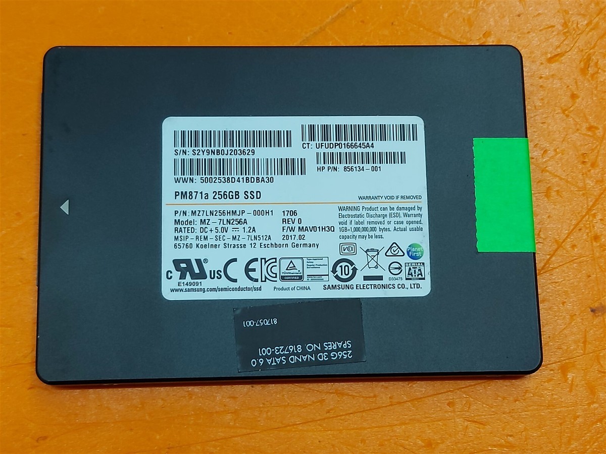 SSD - Samsung PM871a MZ7LN256HMJP-000H1 256GB 2.5 SSD - Samsung PM871a MZ7LN256HMJP-000H1 256GB 2.5