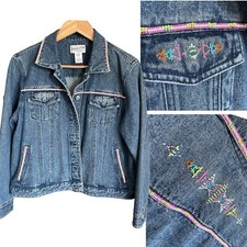 Pendleton Women's Beaded Denim Jacket, Size Petite Large