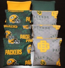 CORNHOLE BEAN BAGS made w GREEN BAY PACKERS fabric logo bags NEW 