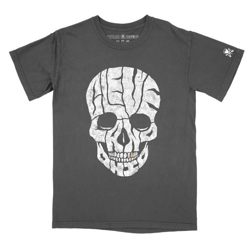Cleveland Clothing Company Skull Calligraphy Graphic T-shirt, Charcoal Grey XL