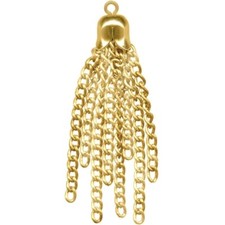 6 GOLD Plated CHAIN TASSELs 8 Strands Loop for CHARMS Dangles Fun Item