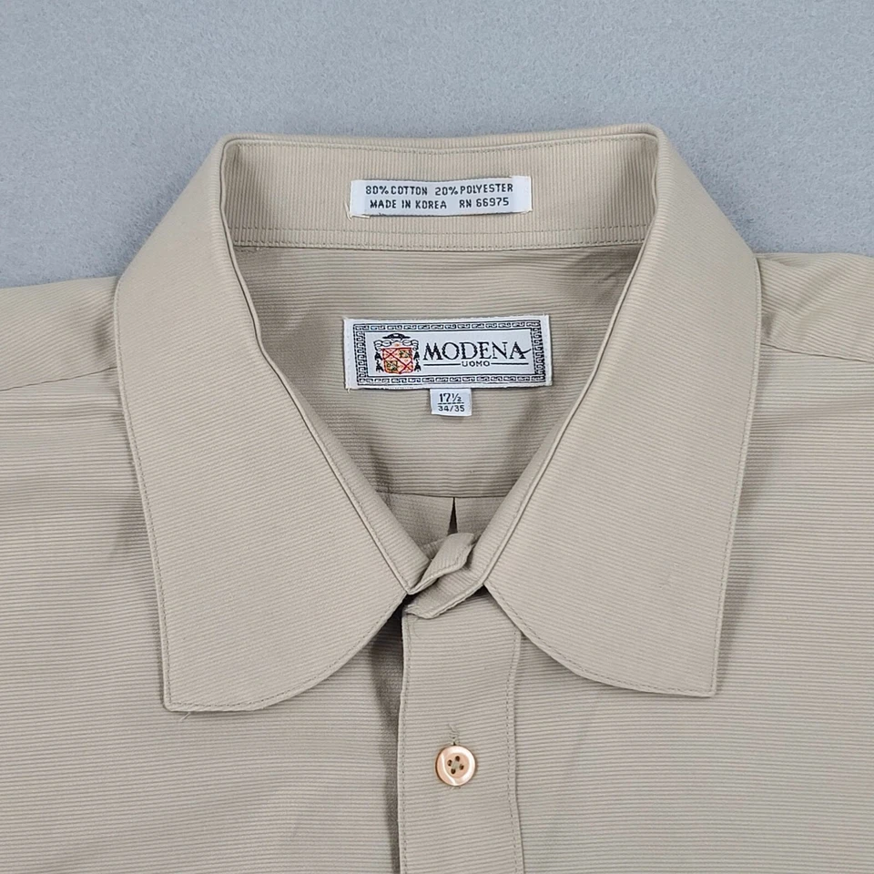 Camisa con botones Modena Uomo XL para hombre regular manga larga beige lisa Foto 4 de 4