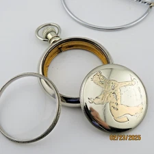 18S, "F. Mink" (Keystone W.C.Co), w/ Cowboy, .antique pocket watch case  (GS-13)