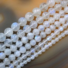 Natural High Quality White Moonstone Gemstone Round Loose Spacer Beads 15.5"