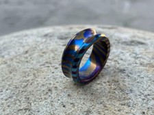 Handmade Timascus ring concave bevel, gift, wedding ring, Engagement gift,