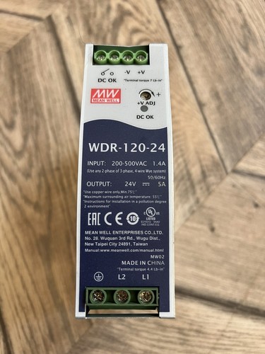 Alimentation Mean Well WDR-120-24 - 24V/DC 5A 120W Pour Rail DIN