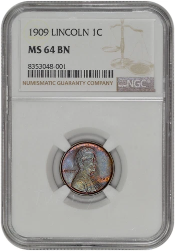 1909 1C Lincoln Wheat Cent NGC MS 64 BN with Toning