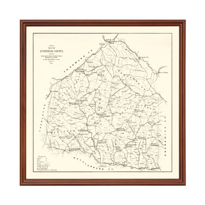 Old Map of Lunenburg County, VA 1871 - Vintage Virginia Art