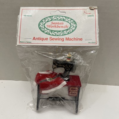 VTG Santas Workbench Antique Sewing Machine Christmas Ornament Made Taiwan NOS