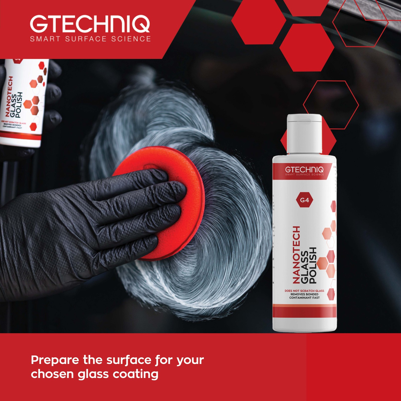 Gtechniq Nanotech Glass Polish Auto G4 Car Cleaner Removes Dirt & Grime 100mL