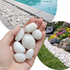Weiße Dekosteine 2-4 cm poliert Kieselsteine Zierkies Gartenkies 10/20/30 kg