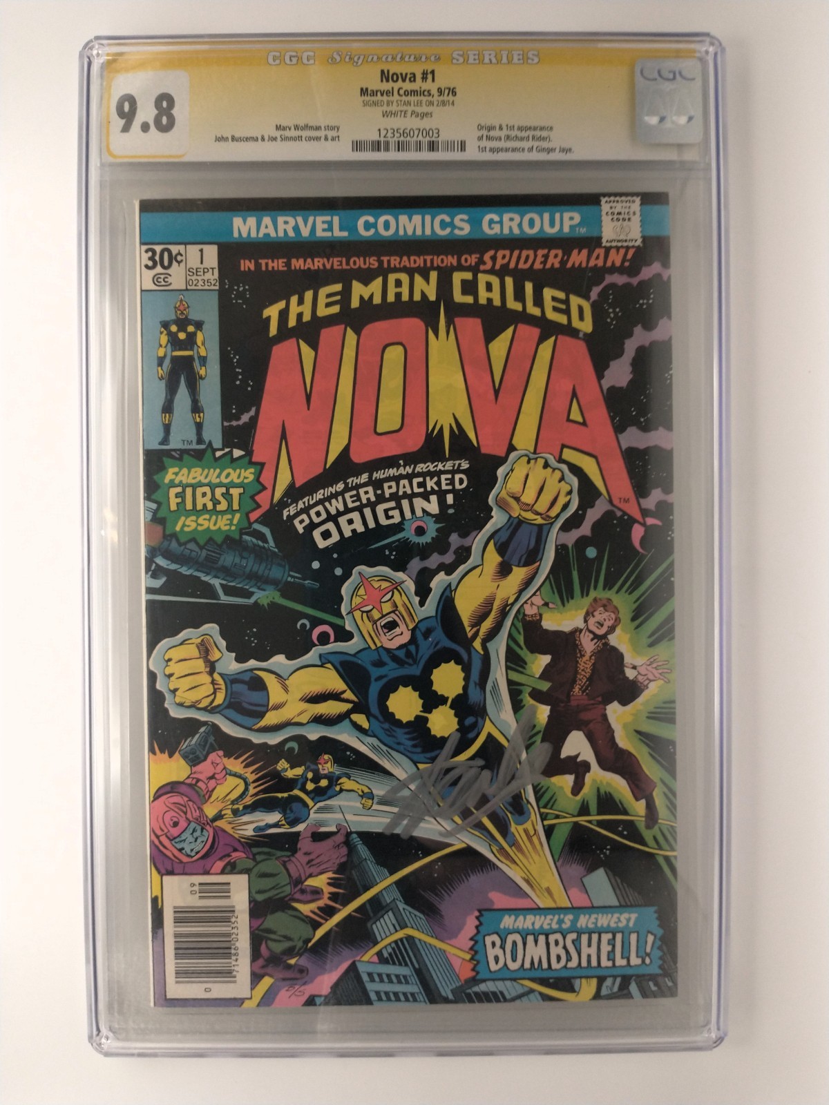 Nova 1 CGC 9.8 Signature Series Signed Stan Lee 1976 1st Richard Rider Marvel