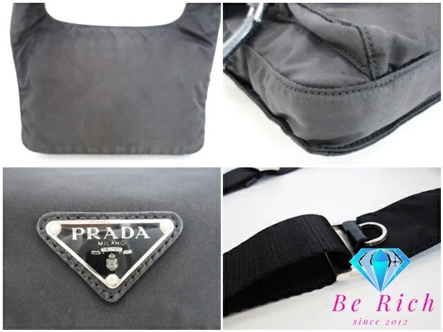 PRADA Shoulder Bag Pocono Black Nylon Logo Bag Shoulder Crossbody Men Women Used thumbnail 8