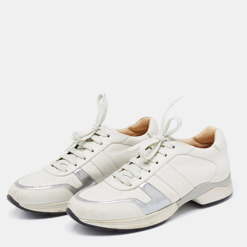 Zapatillas bajas Tod's de cuero crema/plateado talla 38,5 Foto 2 de 4