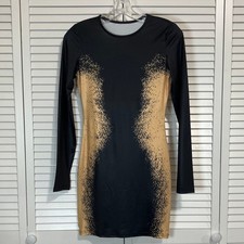 NWT Black Gold Vintage Long Sleeve Women Mini Bodycon Dress M