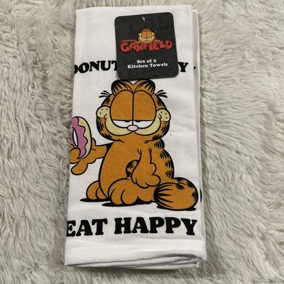 Nickelodeon Garfield Kitchen towel Set of 2 Don t worry Eat happy cartoon