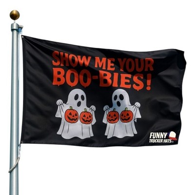 Show Me Your Boo-bies Flag 3x5 ft Funny Halloween Ghost Party Decor Grommets fun