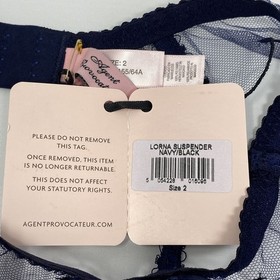 Agent Provocateur Lorna Navy Suspender AP2 Small New