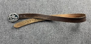 Siskiyou Mason Free Masonry Belt Buckle Size 38 Genuine Leather Belt 1992