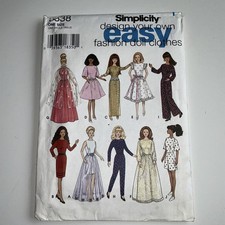 Simplicity SEWING PATTERN 9838 Retro Clothes For 11.5"/29cm Fashion Dolls