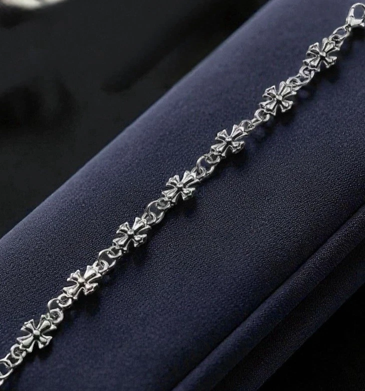 "Pulsera Cruz Gótica Vintage Plata Lujo Punk Diseñador Hecho a Mano 6.7"" a 8.7""" Foto 3 de 4