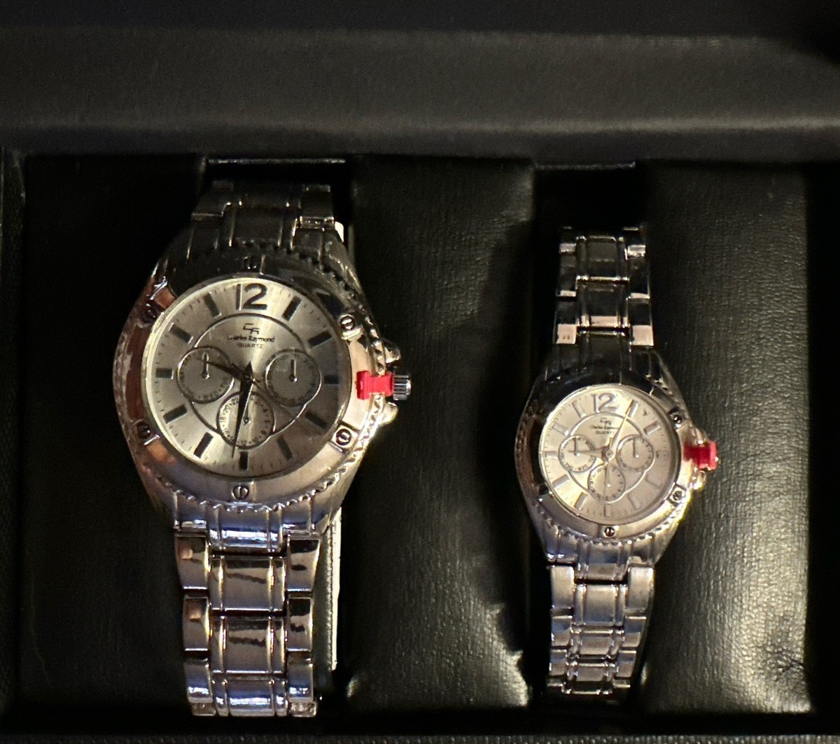 Vintage Charles Raymond New York His@Hers Silver Watch Set  display picture 3