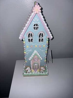 Hoppers Lane Easter Gingerbread House Lighted Decor Bunny Rabbit Tabletop NWT