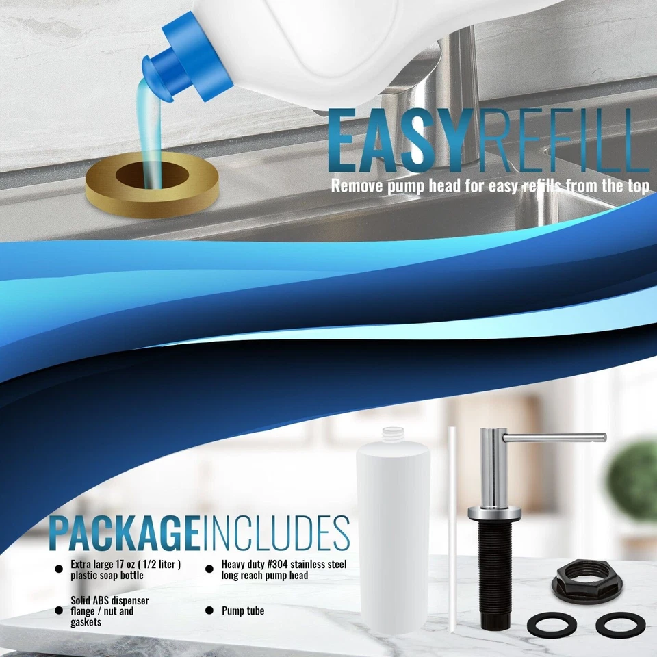 Stainless Steel Kitchen Sink Soap Dispenser Heavy Duty Pump17oz Bottle FREE SHIP - Image 3 of 4