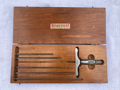 STARRETT 0-9 Inch DEPTH MICROMETER SET NO. 445