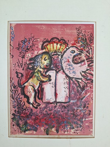 lithographie originale Marc Chagall Vitraux Jerusalem Windows Tableau Encadré - Photo 5 sur 11