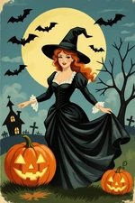 Halloween Witch JOL Bats Haunted House High Quality Metal Fridge Magnet 3x4 7038