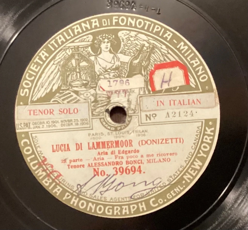 Alessandro Bonci – 78 rpm Fonotipia 39693/94: Lucia-Tombe degli avi/Fra poco - Image 3 of 4