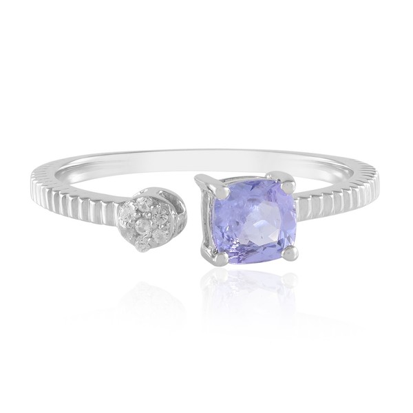 Cavill Tansanit Ring 0,56Ct Kissenschliff Zirkon 925 Silber Damen- Echtschmuck-image