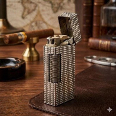 VINTAGE Dunhill Silber Diamantschliff Rollagas Feuerzeug funktioniert...