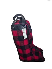 Bonfanti Borse Buffalo Plaid Wool Leather Horse Equestrian Boot Bag