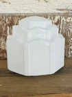 Vintage Art Deco Milk Glass Skyscraper Ceiling Light MCM Globe 3.75" Nice!