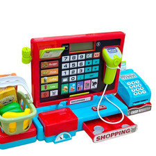 Kids Cash Register Toy Pretend Play with Scanner Lights Music & Play Money Set