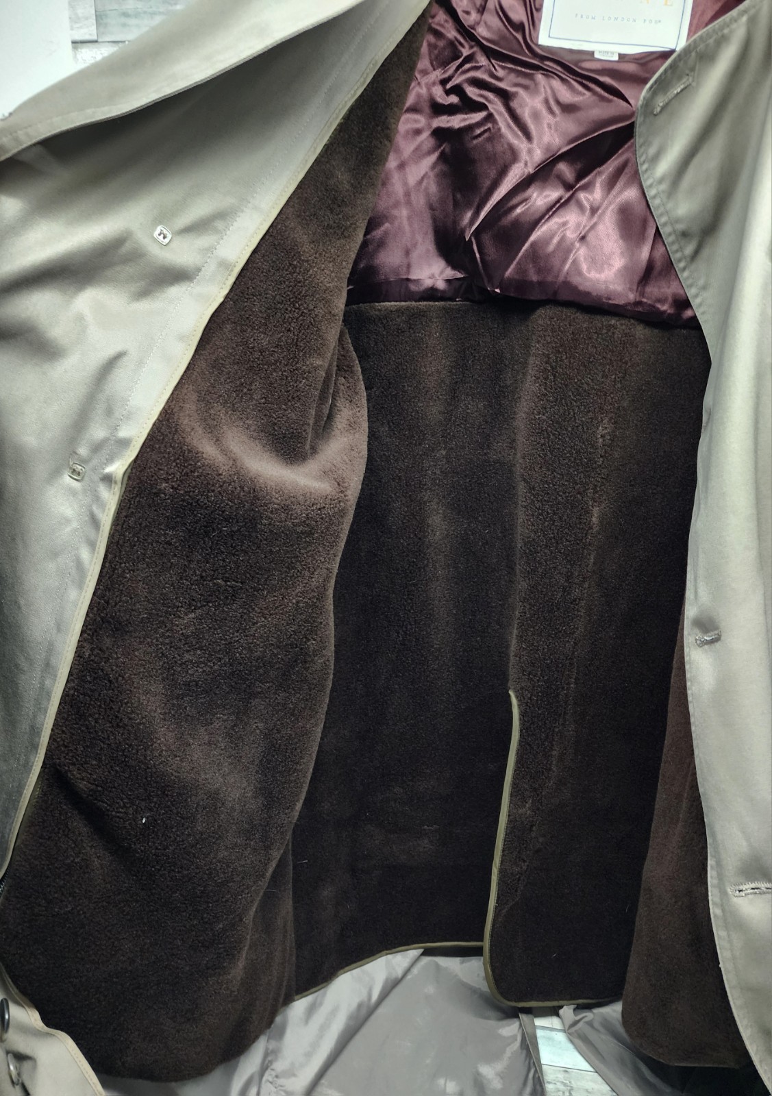 Vintage London Fog Towne Trench Coat Mens 44 Long Double Breasted Liner Belted